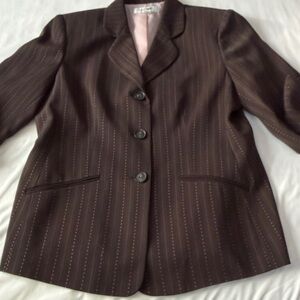 Le Suit Dark Brown Pinstripe Blazer